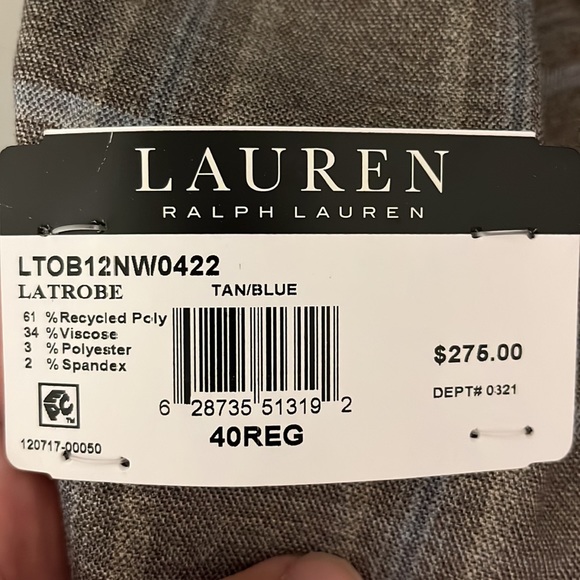 40 regular tan/light blue Ralph Lauren suit jacket - Picture 5 of 5